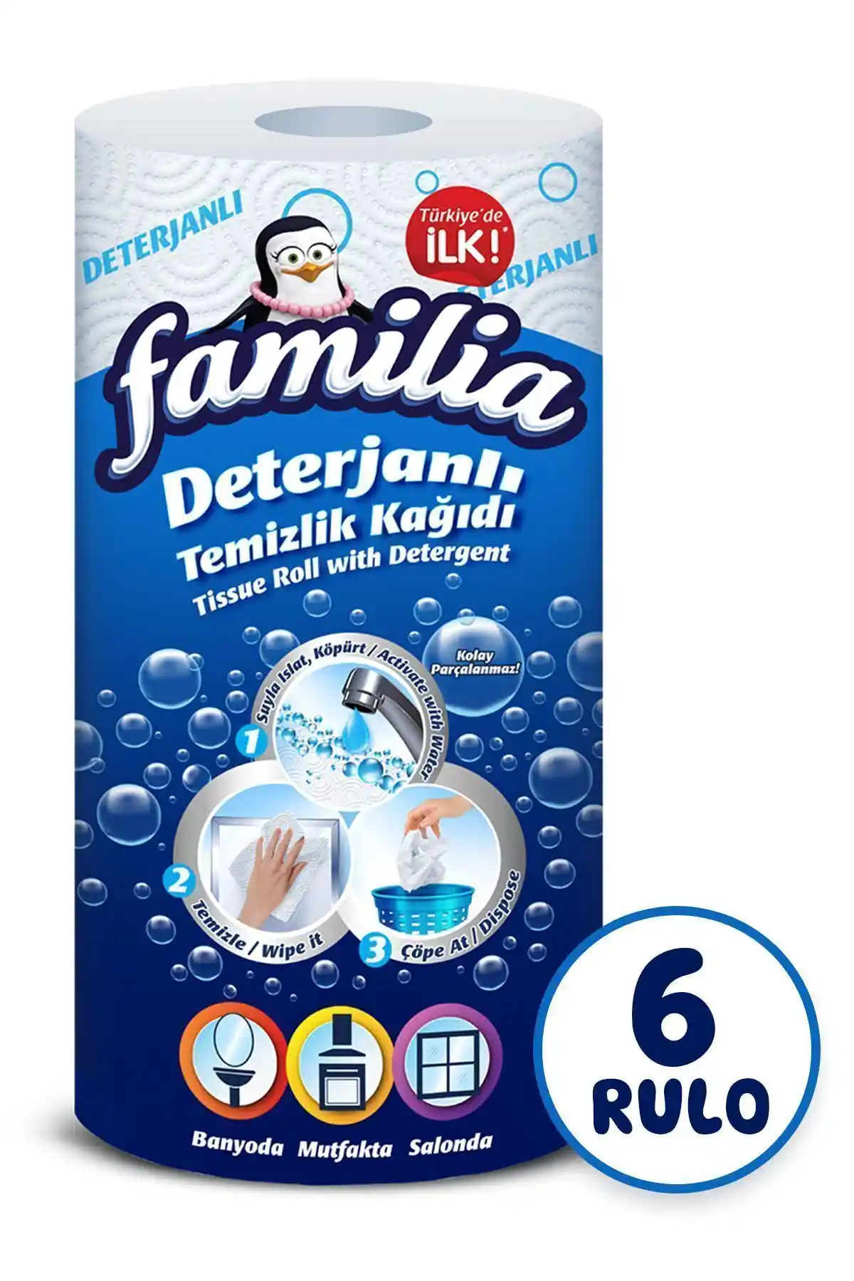 Familia Deterjanlı Temizlik Kağıdı 6'lı Koli ile Ev ve İşyerinizde Pratik Hijyen Çözümü