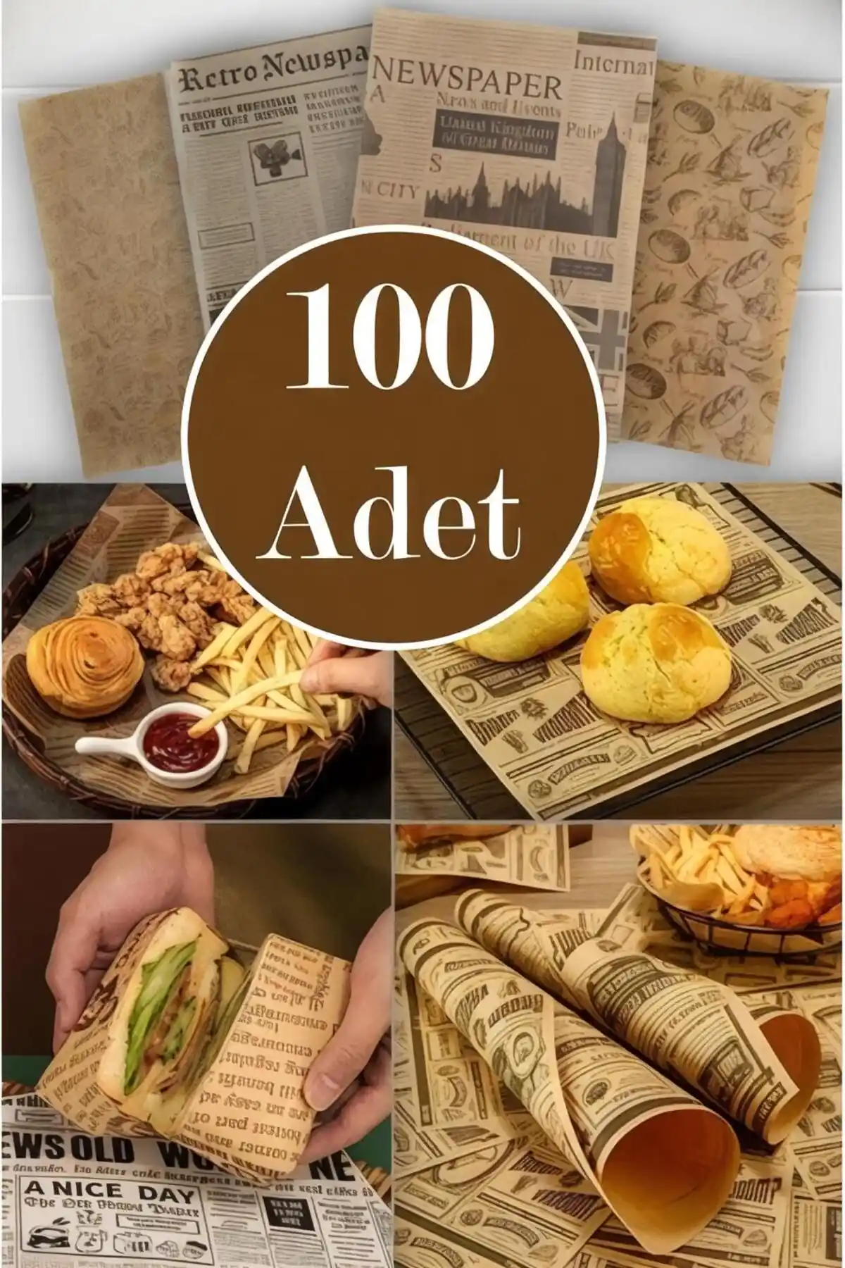 FAMİLOVE 100 Adet Kendinden Desenli Yağlı Kağıt Pişirme ve Sunum İçin Uygun