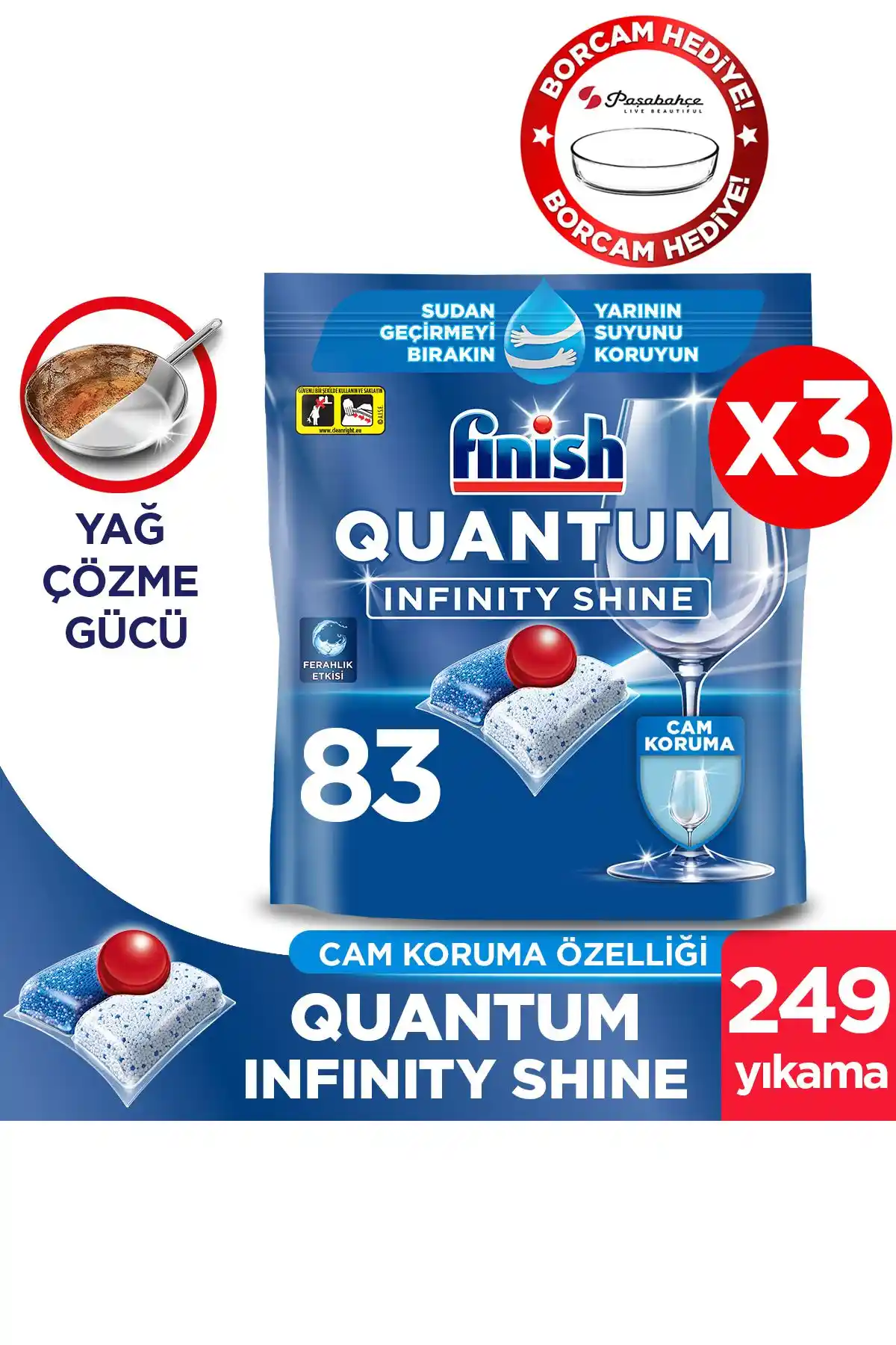 Finish Quantum Infinity Shine Bulaşık Makinesi Deterjanı Kapsülü Yüksek Performanslı Temizlik