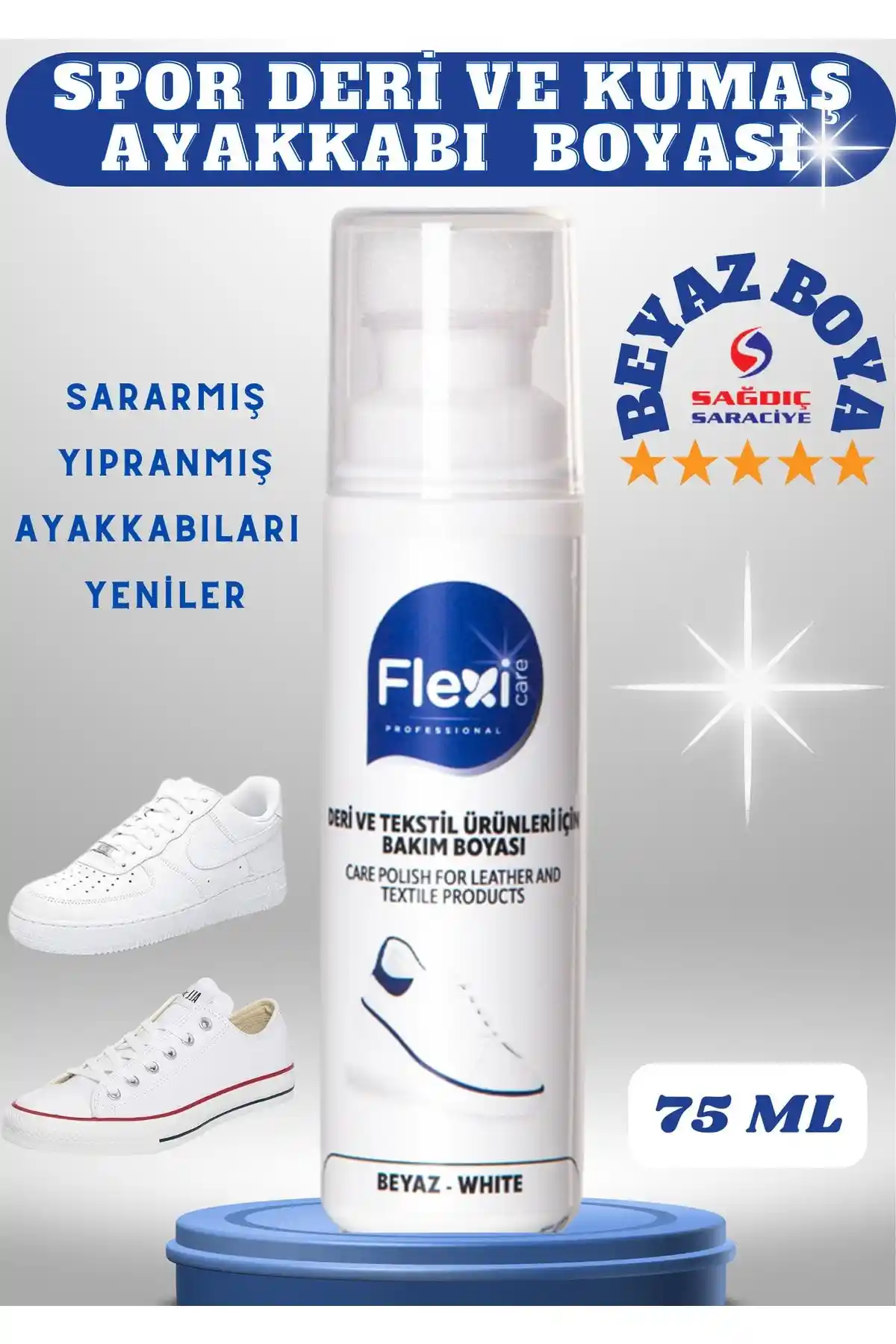 FLEXİCARE Beyaz Spor Ayakkabı Boyası ile Ayakkabılarınızı Yenileyin ve Parlatın