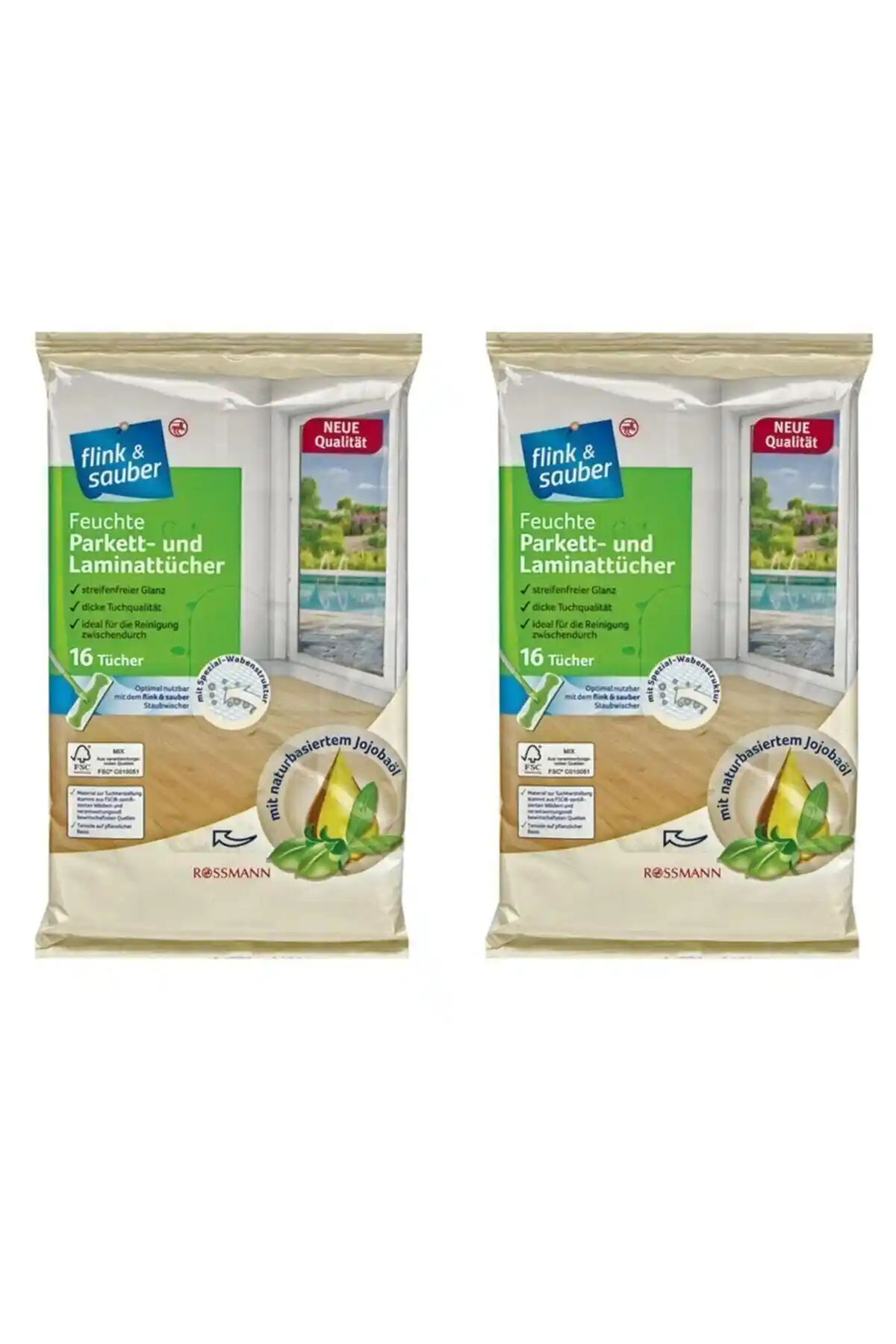 Flink Sauber Rossmann Doğal Jojoba Yağı İçerikli Islak Yer Bezleri Parke ve Lamine Yüzeyler İçin