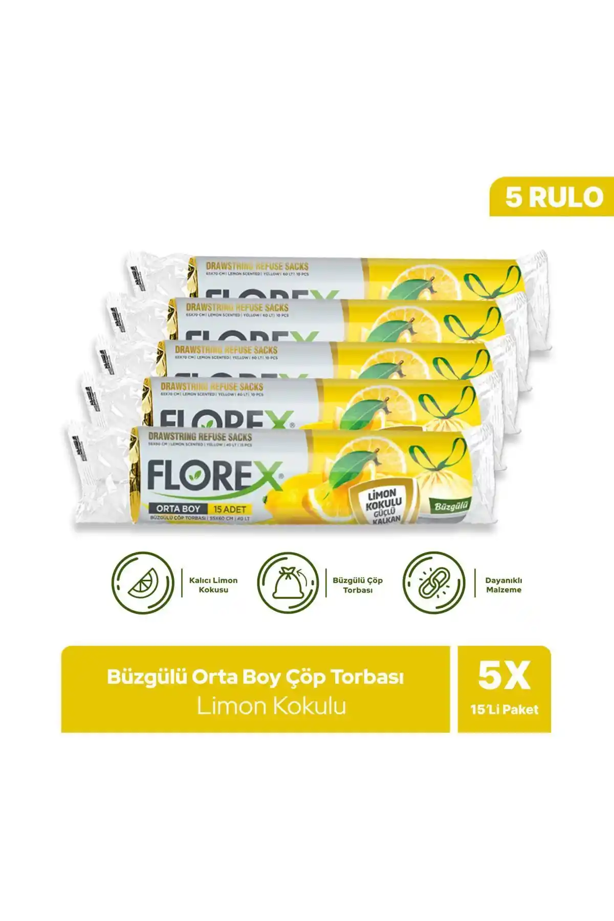 Florex Büzgülü Limon Kokulu Orta Boy Çöp Poşeti: Hijyenik ve Ekonomik Çözüm