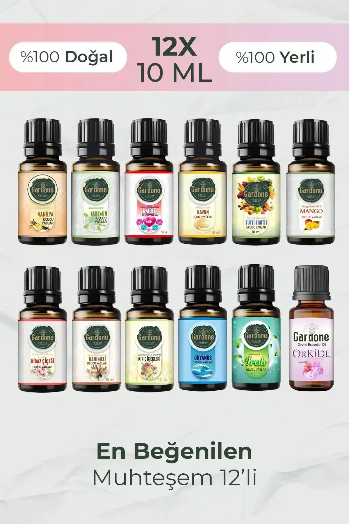 Gardone 12'li Uçucu Yağ Seti Organik Aromaterapi ve Atmosfer Yaratma Ürünü