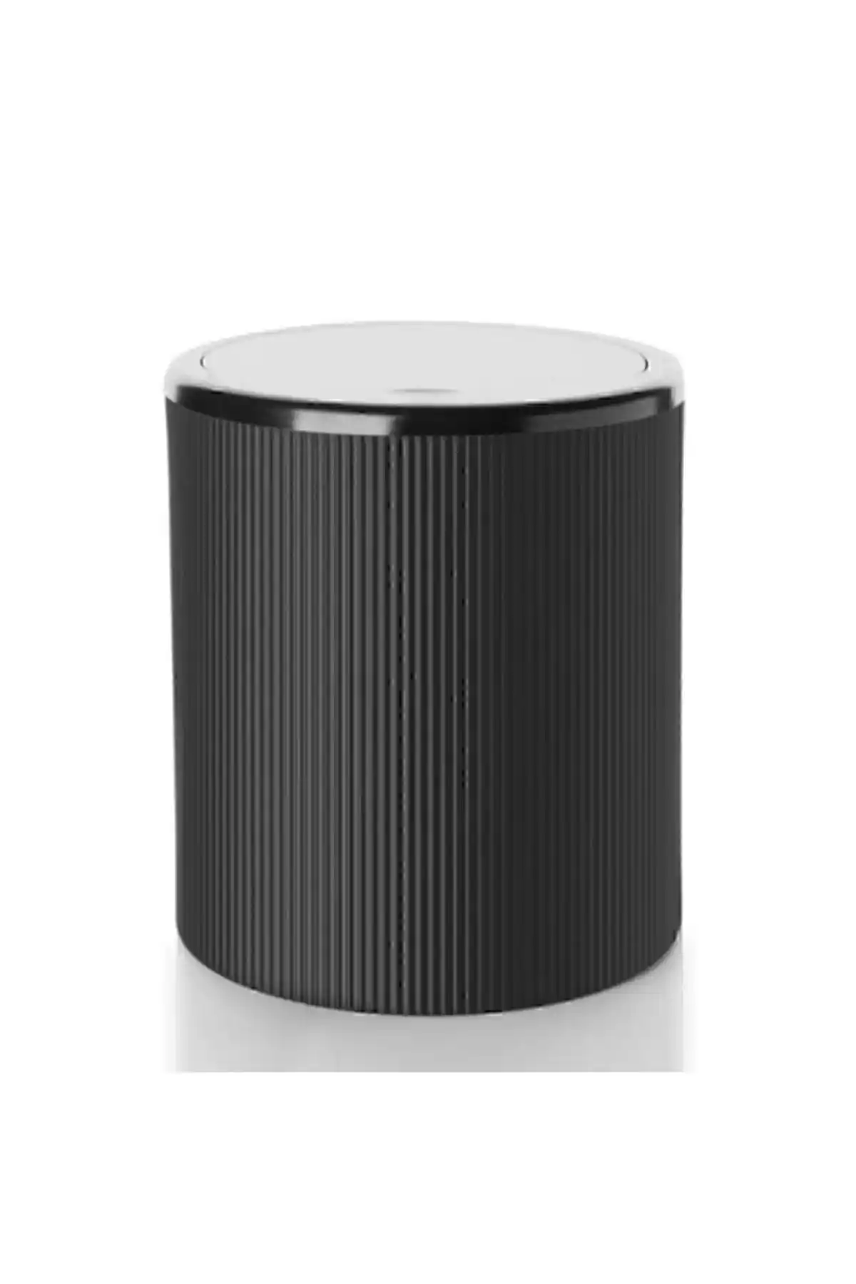 Genel Markalar Siyah Çizgili Yuvarlak Çöp Kovası 6 Litre Modern ve Şık Tasarım