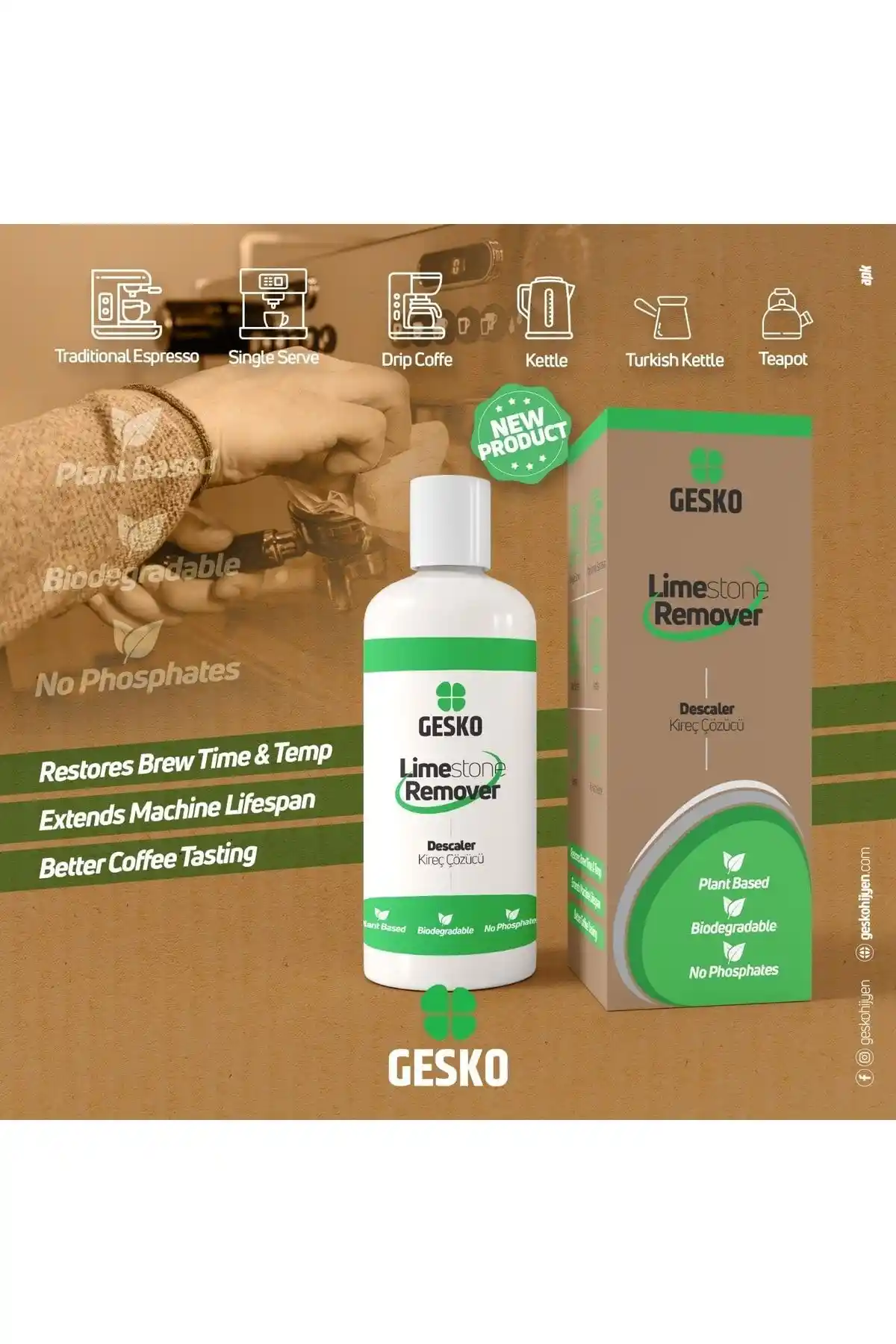 GESKO Kireç Çözücü ve Temizlik Ürünü: Kahve Makineleri ve Su Isıtıcıları Bakımında Kullanım Rehberi