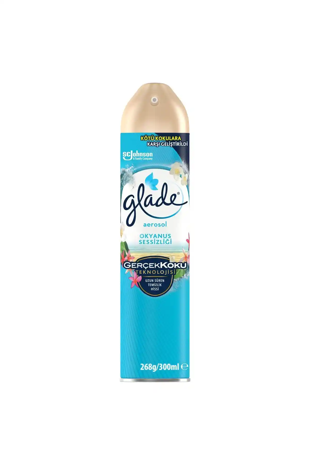 Glade Okyanus Sessizliği Aerosol Oda Kokusu 300 ml doğal ve etkili ferahlık sağlayan ürün