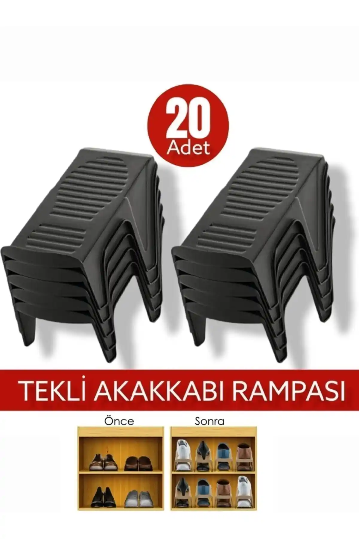 Herza House Ayakkabı Rampası Seti 20 Adet ile Düzenli Saklama ve Organizasyon