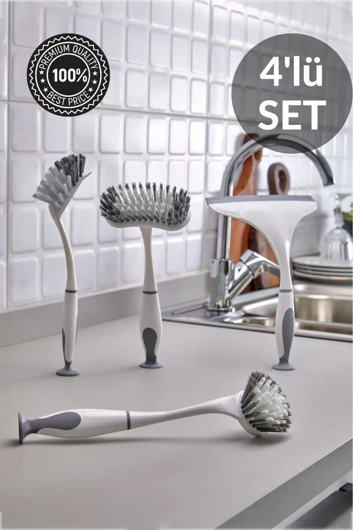 HOMENIVA 4’lü Mutfak ve Banyo Temizlik Fırça Seti Dayanıklı ve Çok Yönlü Kullanım
