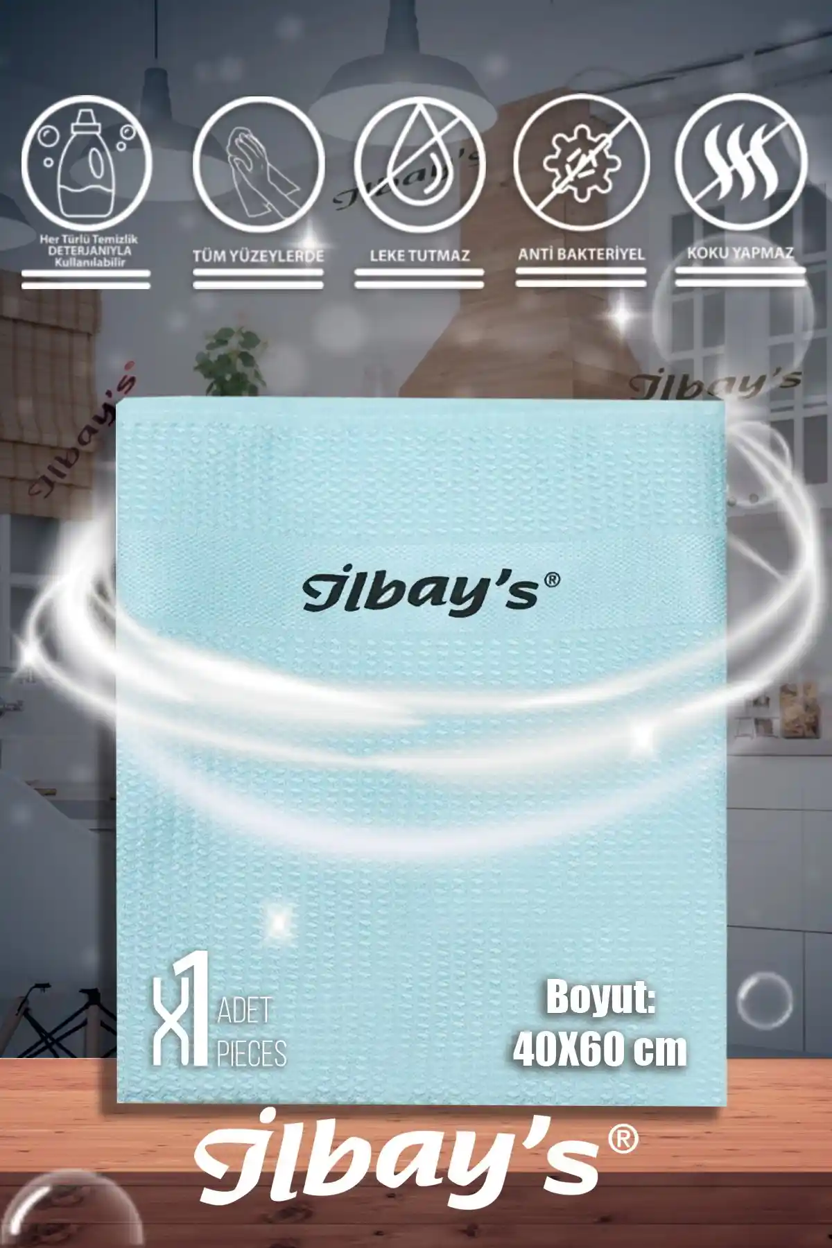 İlbay Marka Mavi Tekli Temizlik Bezi - Günlük Hijyen ve Pratik Temizlik Çözümü