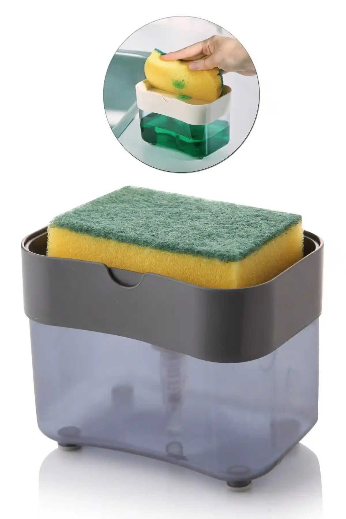 İndirimKap Akrilik Lüx Üsten Basmalı Bulaşık Deterjanlığı ve Süngerliği Özellikleri