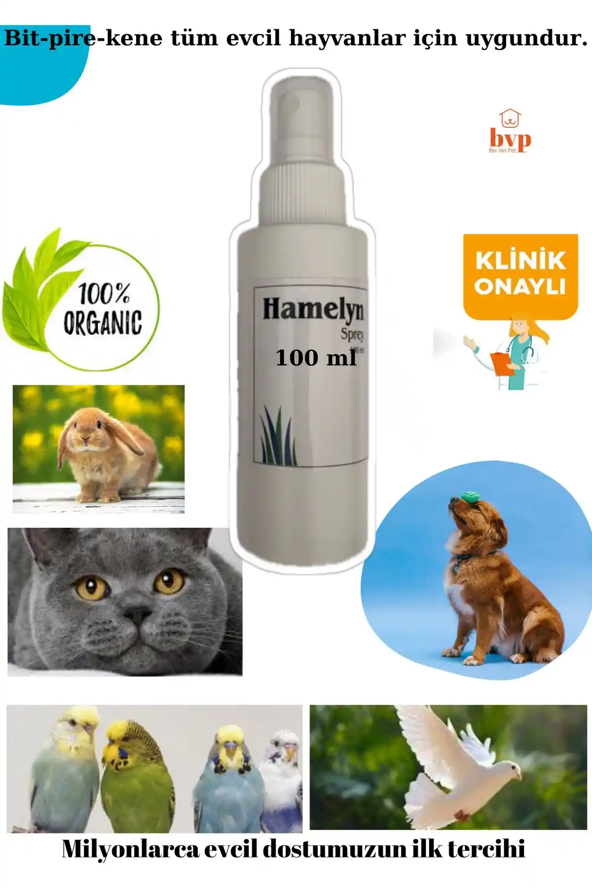 İstanbul İlaç Hamelyn 100ml Doğal Bit, Pire Spreyi Evcil Hayvanlar ve Çevresi İçin