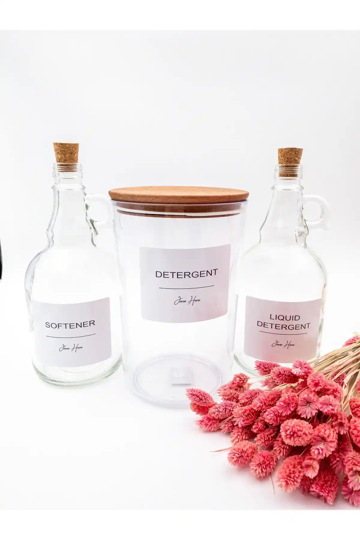 Jesse Home 3'lü Deterjan Kavanozu Seti Şık ve Pratik Temizlik Çözümü