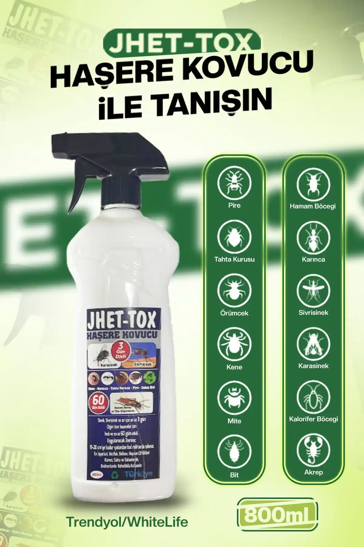 Jhet-tox 800 ml Haşere Kovucu: Güvenilir ve Etkili Temizlik Çözümü