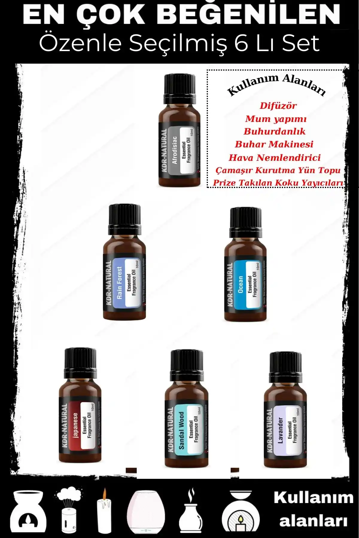 KDR Natural 6'lı Esansiyel Uçucu Yağ Seti ile Doğal Aromaterapi Deneyimi