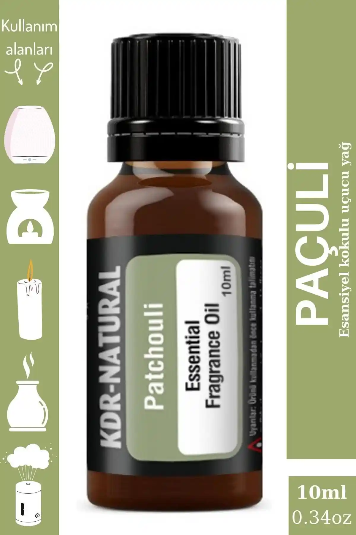 KDR Natural Paçuli Uçucu Yağ Buhurdanlık Yağı Doğal Aromaterapi ve Ortam Kokusu İçin