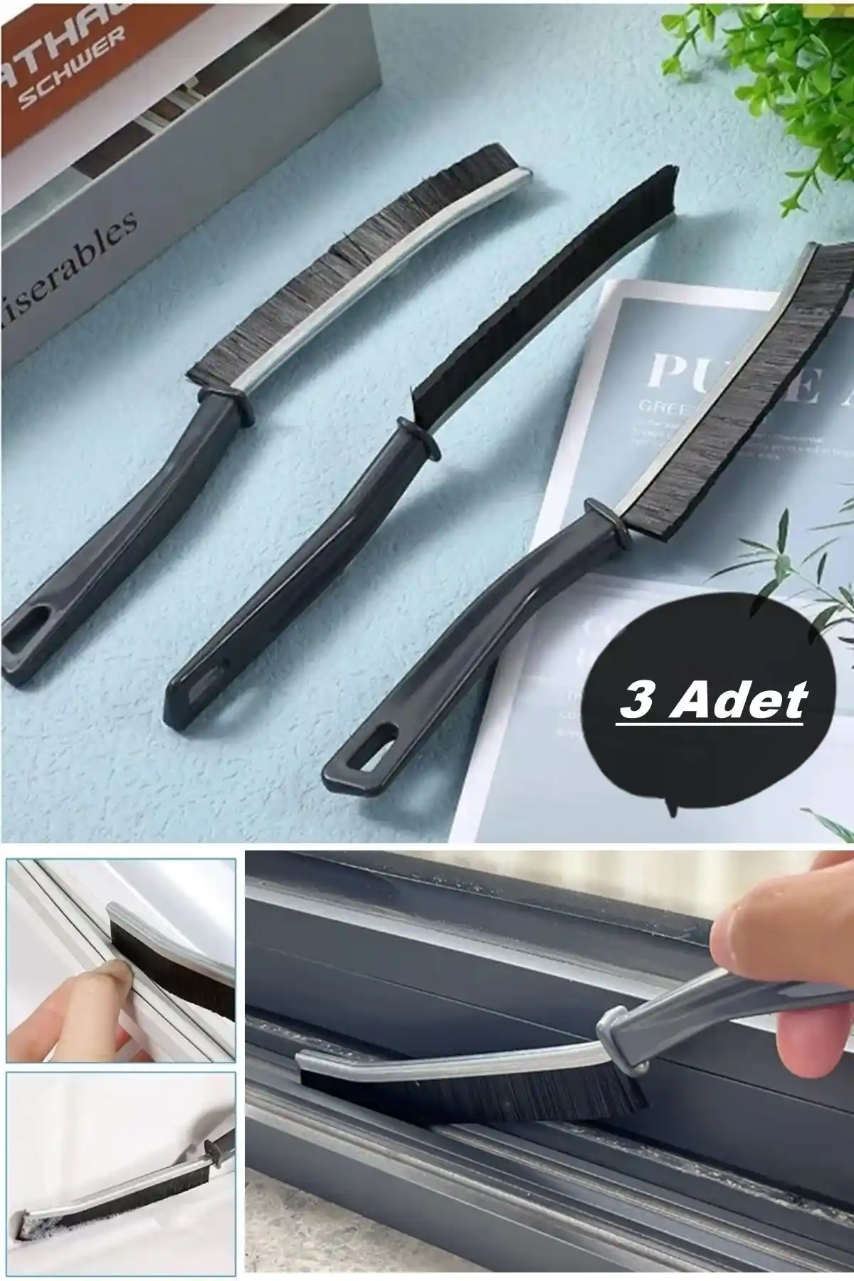 Kitchen Beauty Çok Amaçlı 3'lü Temizlik Fırçası Seti Dar ve Detaylı Alanlar İçin Uygun