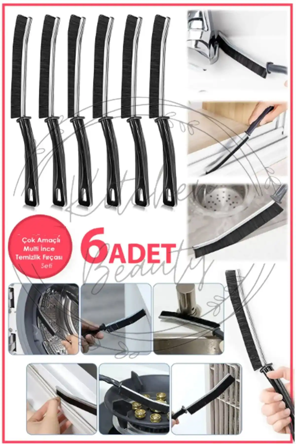 Kitchen Beauty Çok Amaçlı İnce Temizlik Fırçası ile Dar ve Ulaşılması Zor Alanlarda Derin Temizlik