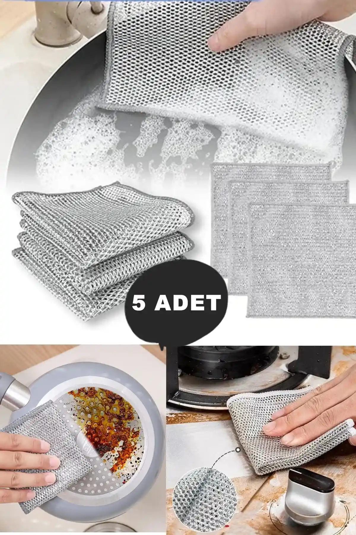 Kitchen Beauty Çok Fonksiyonlu Paslanmaz Çelik Tel Bulaşık Bezi ile Mutfakta Etkili Temizlik