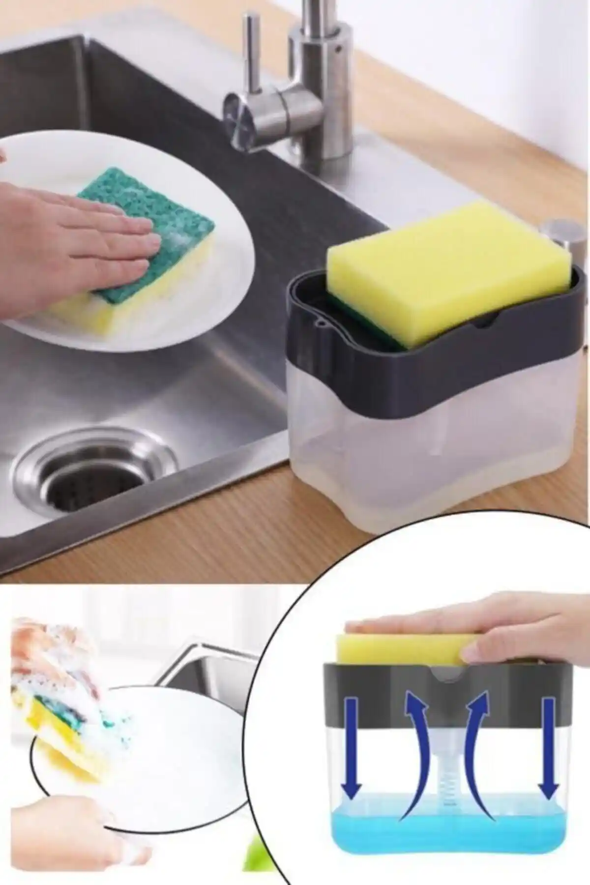 Kitchen Beauty Pompalı Sünger Hazneli Sıvı Sabunluk: Modern ve Pratik Mutfak Gereci