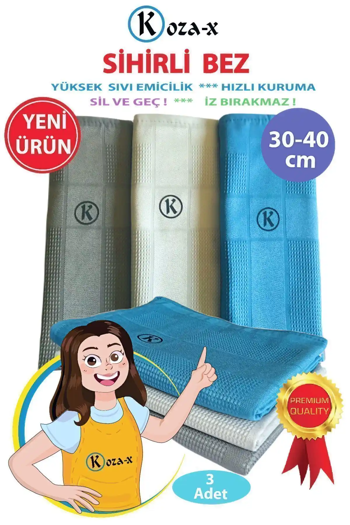 KozaX Mikrofiber Sihirli Temizlik Bezi: Hızlı ve Etkili Çok Yönlü Temizlik Çözümü