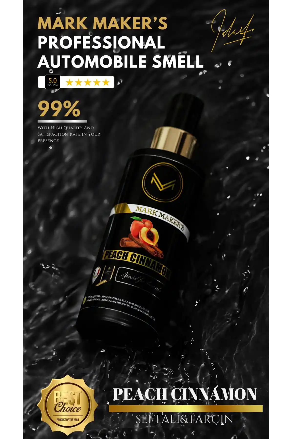 MARK MAKER'S Peach Cinnamon Otomobil Kokusu - Kalıcı ve Taze Atmosfer İçin Profesyonel Çözüm