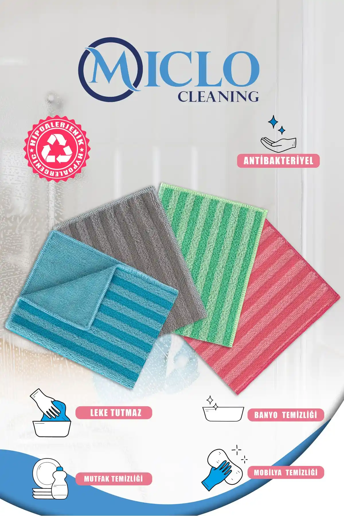 MICLO CLEANING Mikrofiber Temizlik Bezi: Dayanıklı ve Çok Yönlü Pratik Temizlik Çözümü