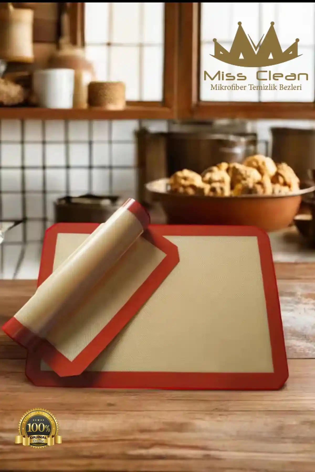 MissClean 30x40 cm Silikon Pişirme ve Hamur Açma Matı: Hijyenik ve Çok Yönlü Mutfak Gereci