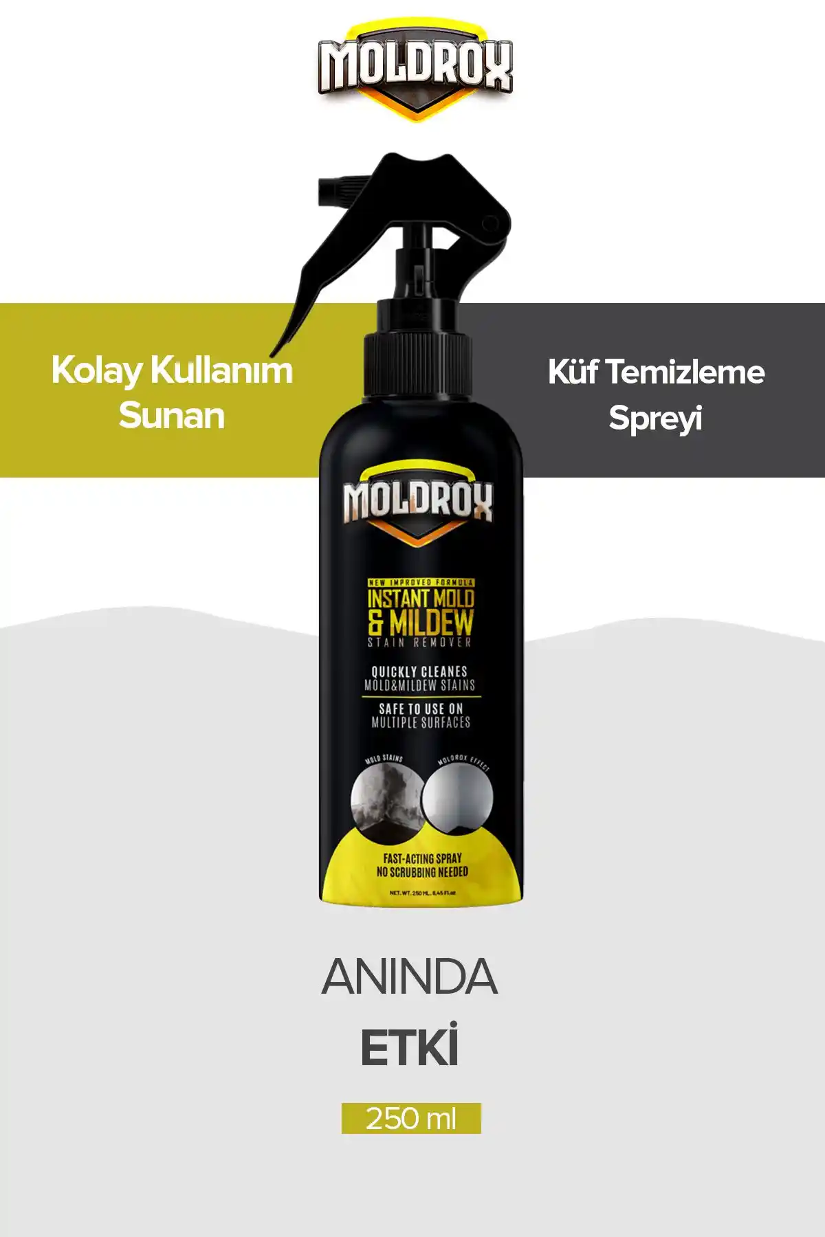 Moldrox Küf Temizleyici Sprey 250 ml ile Nemli Alanlarda Etkili ve Hızlı Temizlik