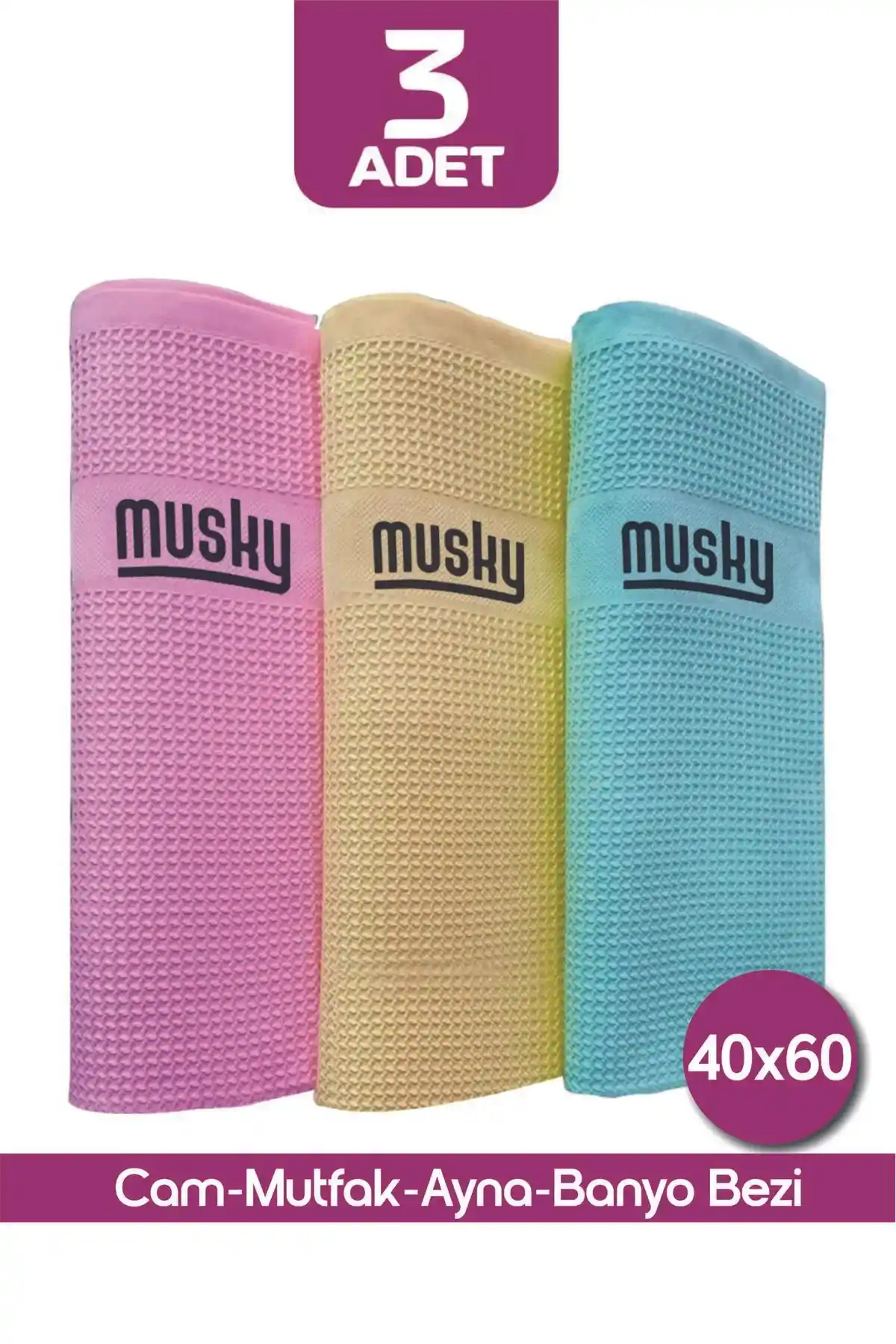 Musky 3'lü Mikrofiber Temizlik Bezi: Çok Amaçlı ve Uzun Ömürlü Temizlik Çözümü