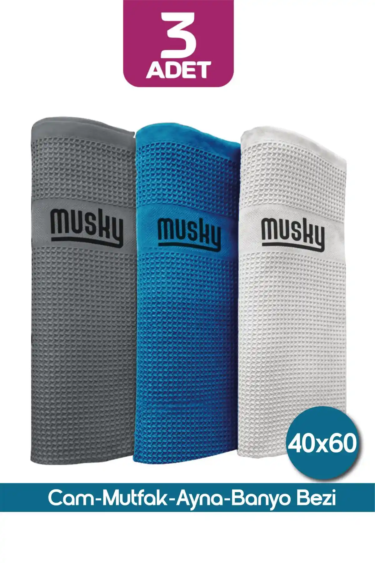 Musky Neon Serisi 3'lü Mikrofiber Temizlik Bezleri ile Pratik ve Etkili Temizlik