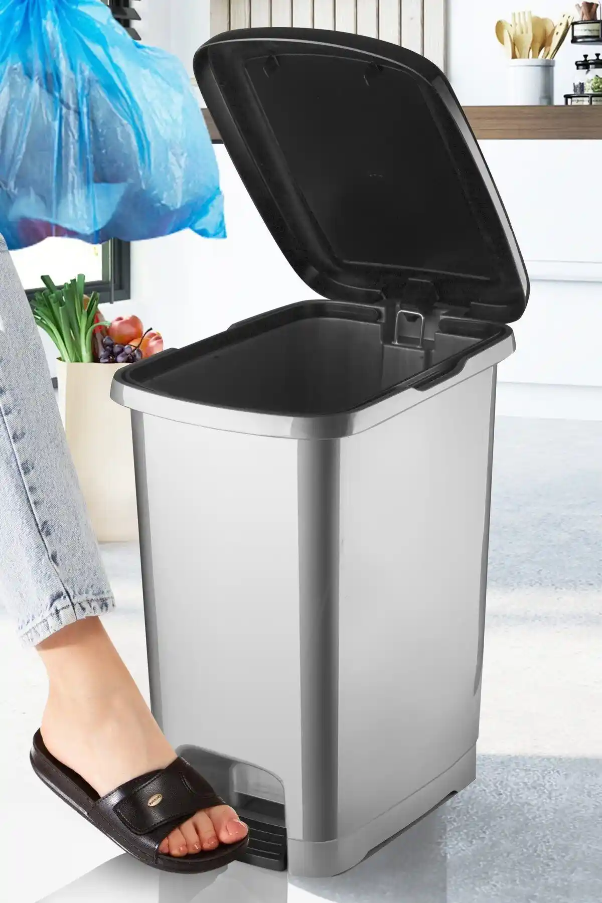 Nandy Home 25 Lt Eco Slim Pedallı Çöp Kovası Antrasit Modern ve Hijyenik Tasarım