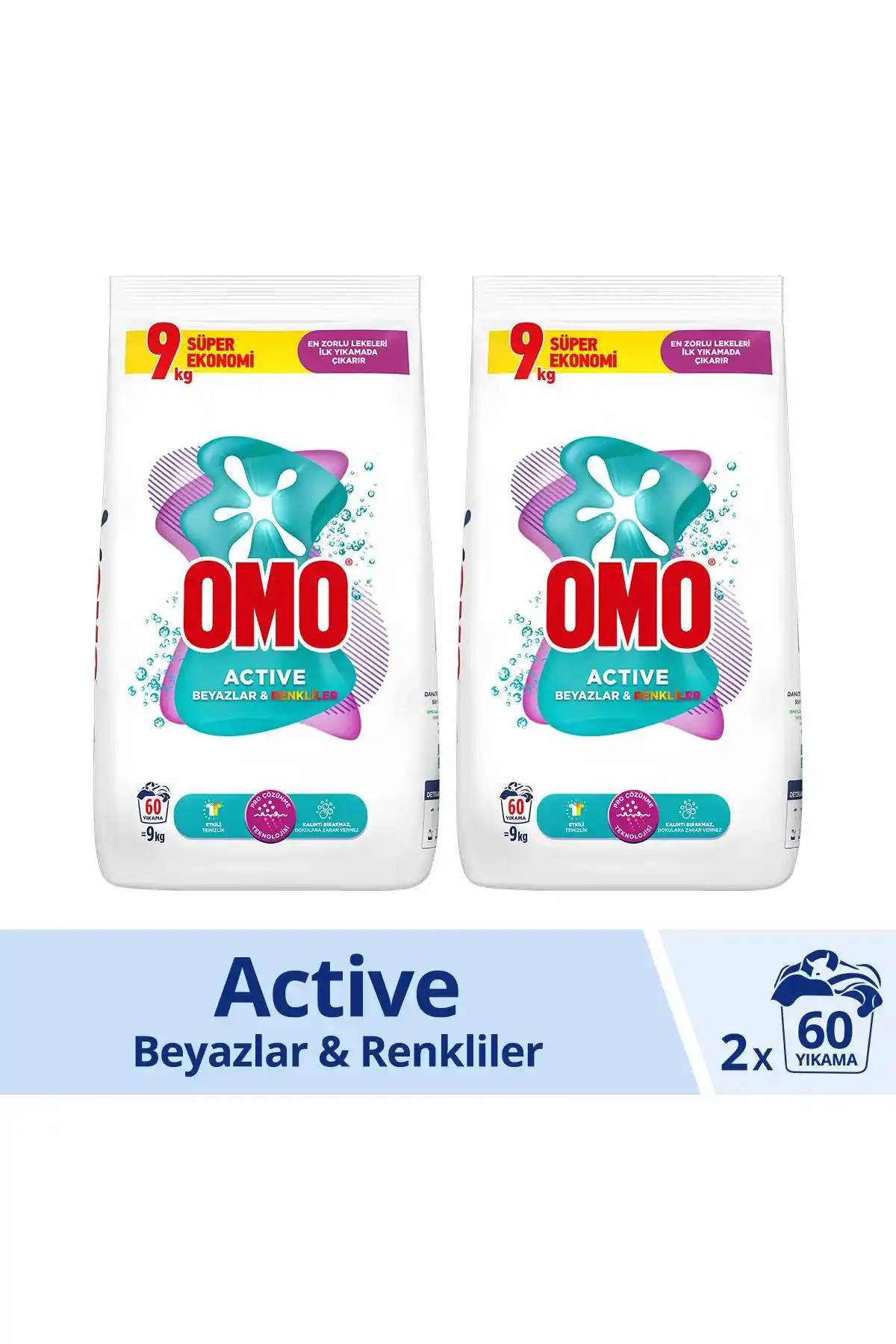 Omo Active Toz Çamaşır Deterjanı: Renkli ve Açık Renkli Kıyafetler İçin Güçlü Temizlik Çözümü
