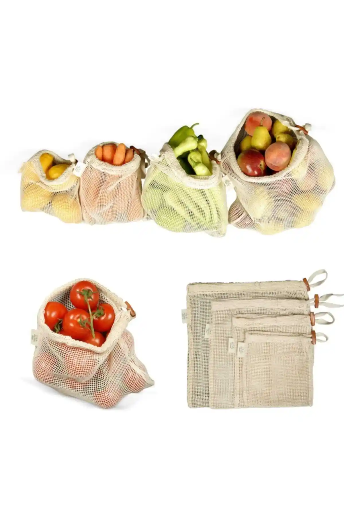 Organik Gıda Torbası 4'lü Set Sağlıklı ve Çevre Dostu Saklama Çözümü