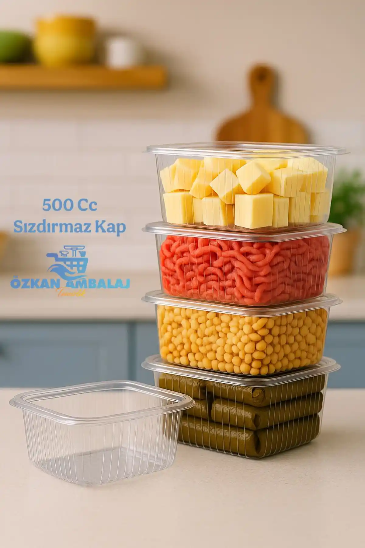 Özkan Ambalaj Plastik Kapaqlı Tek Kullanımlık Saklama Kabı 500 cc, Hijyen ve Pratiklik Sunar