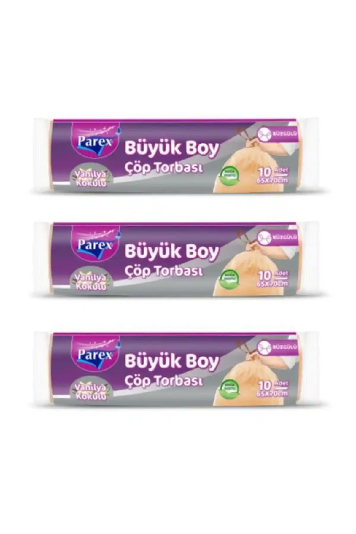 Parex 3'lü Büzgülü Vanilya Kokulu Büyük Çöp Torbası Temizlik ve Hijyen İçin Uygun