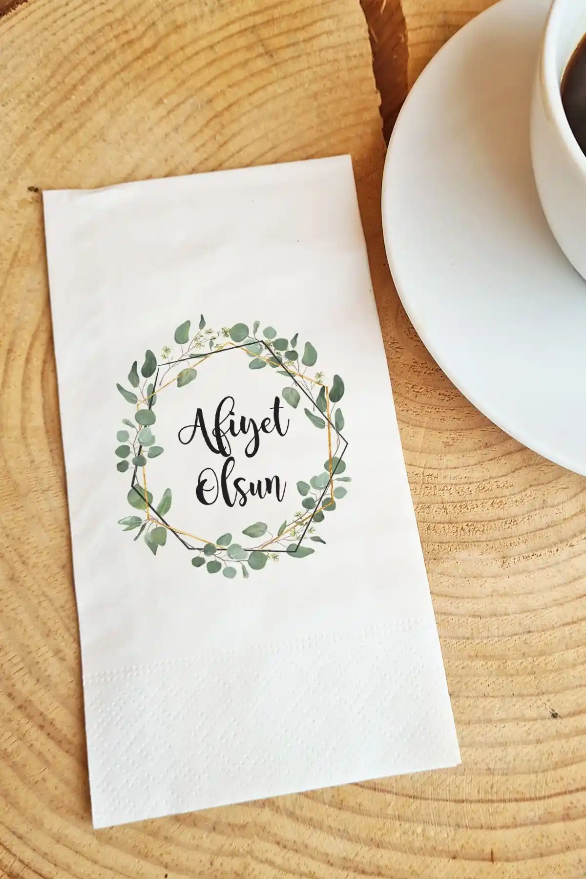 PEKSHOP Okaliptus Yapraklı Sunum Peçetesi Şık ve Dayanıklı Masa Dekorasyonu Aksesuarı