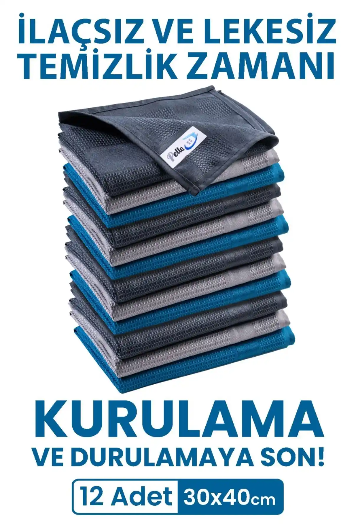 Pella 12'li Mikrofiber Temizlik Bezi Seti – Çok Amaçlı ve Yüksek Performanslı Temizlik Çözümü