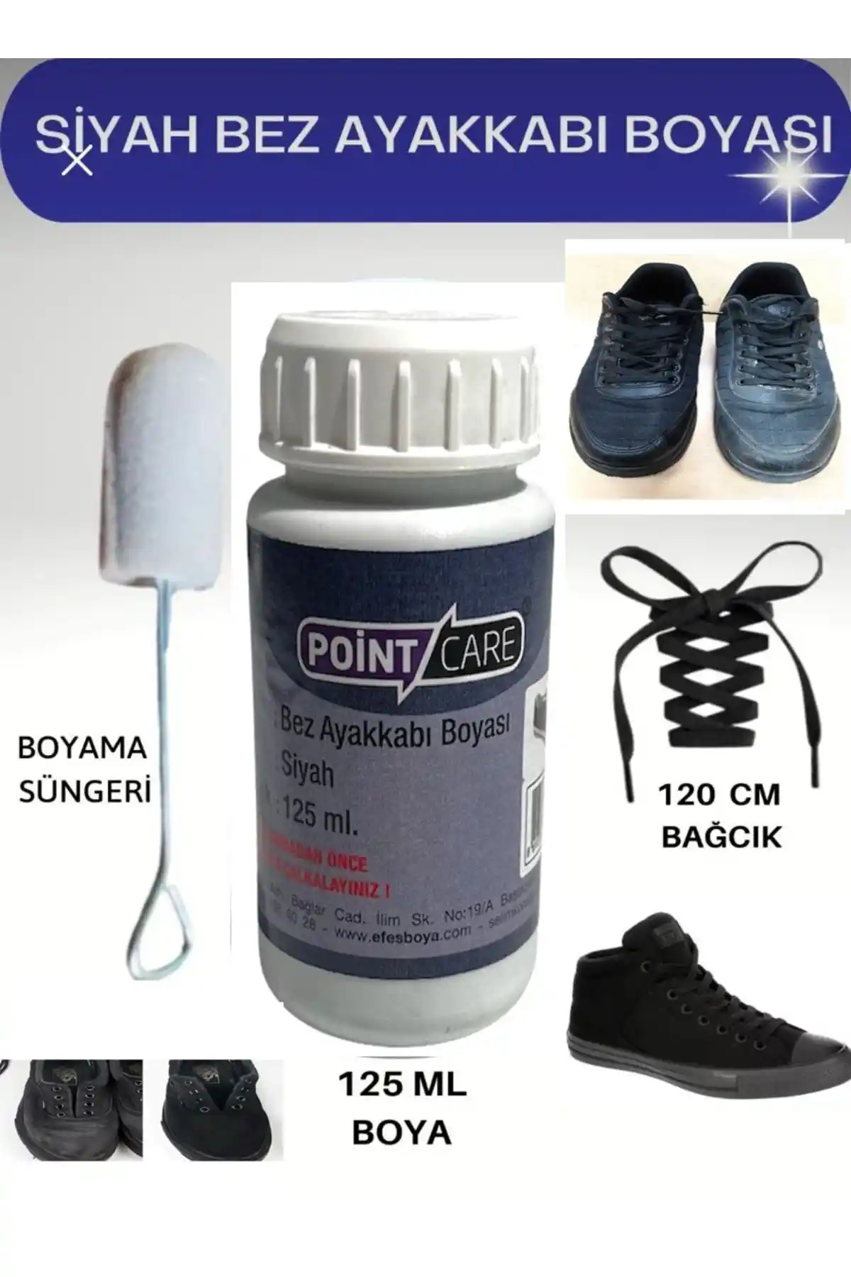 Point Siyah Kumaş ve Bez Ayakkabı Boyası 125 Gr ile Tekstil Ürünlerini Yenileme ve Koruma