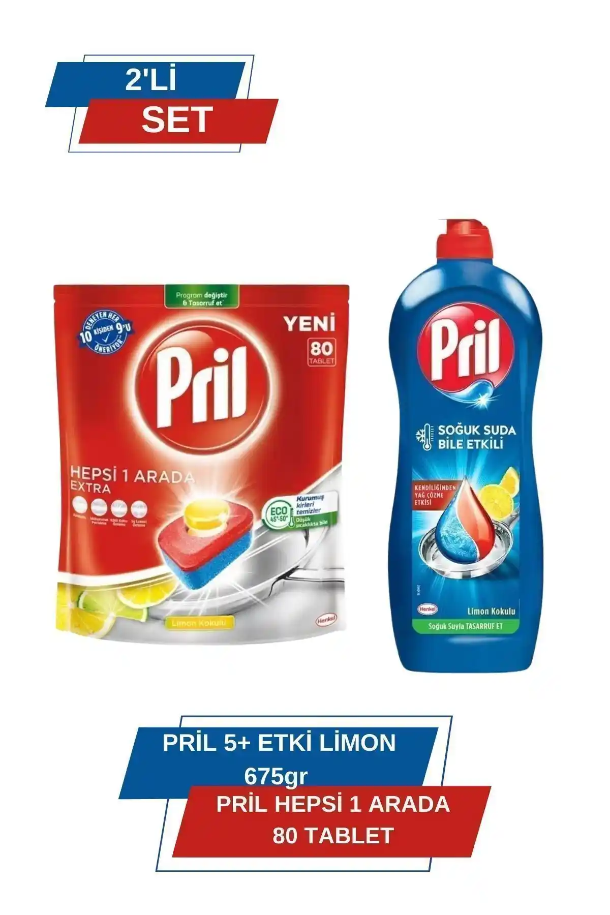 Pril Hepsi Bir Arada Extra Tablet ve Limon Deterjanı Seti: Güçlü Temizlik ve Pratik Kullanım