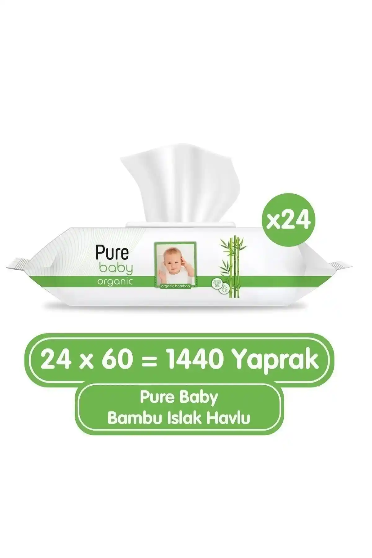 Pure Baby Organik Bambu Özlü Islak Havlu: Doğal ve Güvenilir Bebek Temizlik Mendili