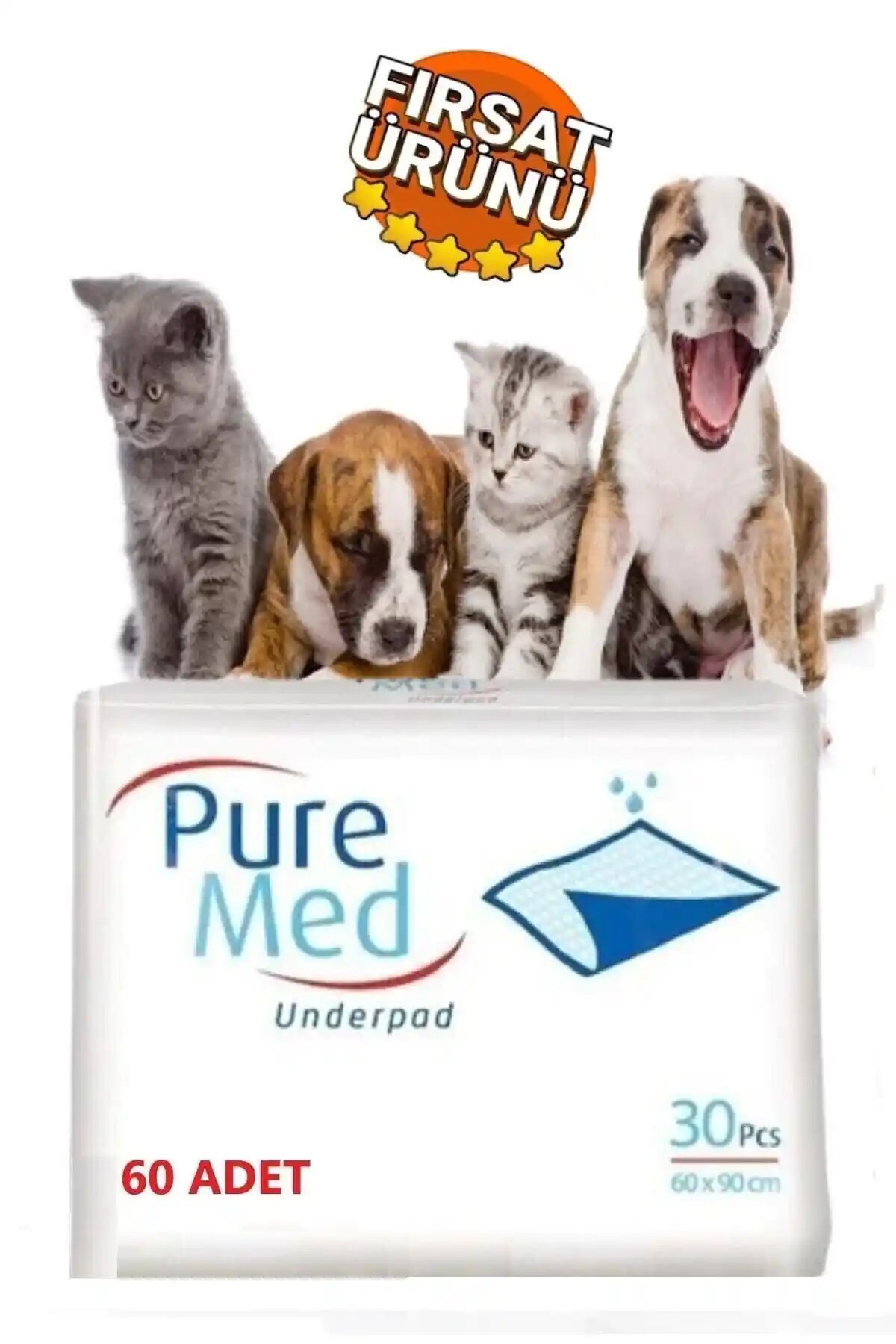 Puremed 60x90 Kedi ve Köpek Çiş Pedi: Güvenilir ve Yüksek Emicilikli Evcil Hayvan Ürünü