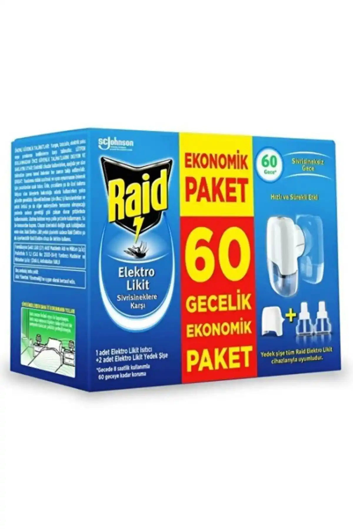Raid Elektro Likit Cihaz ve 60 Gece Uzun Süreli Sivrisinek Koruma Çözümü