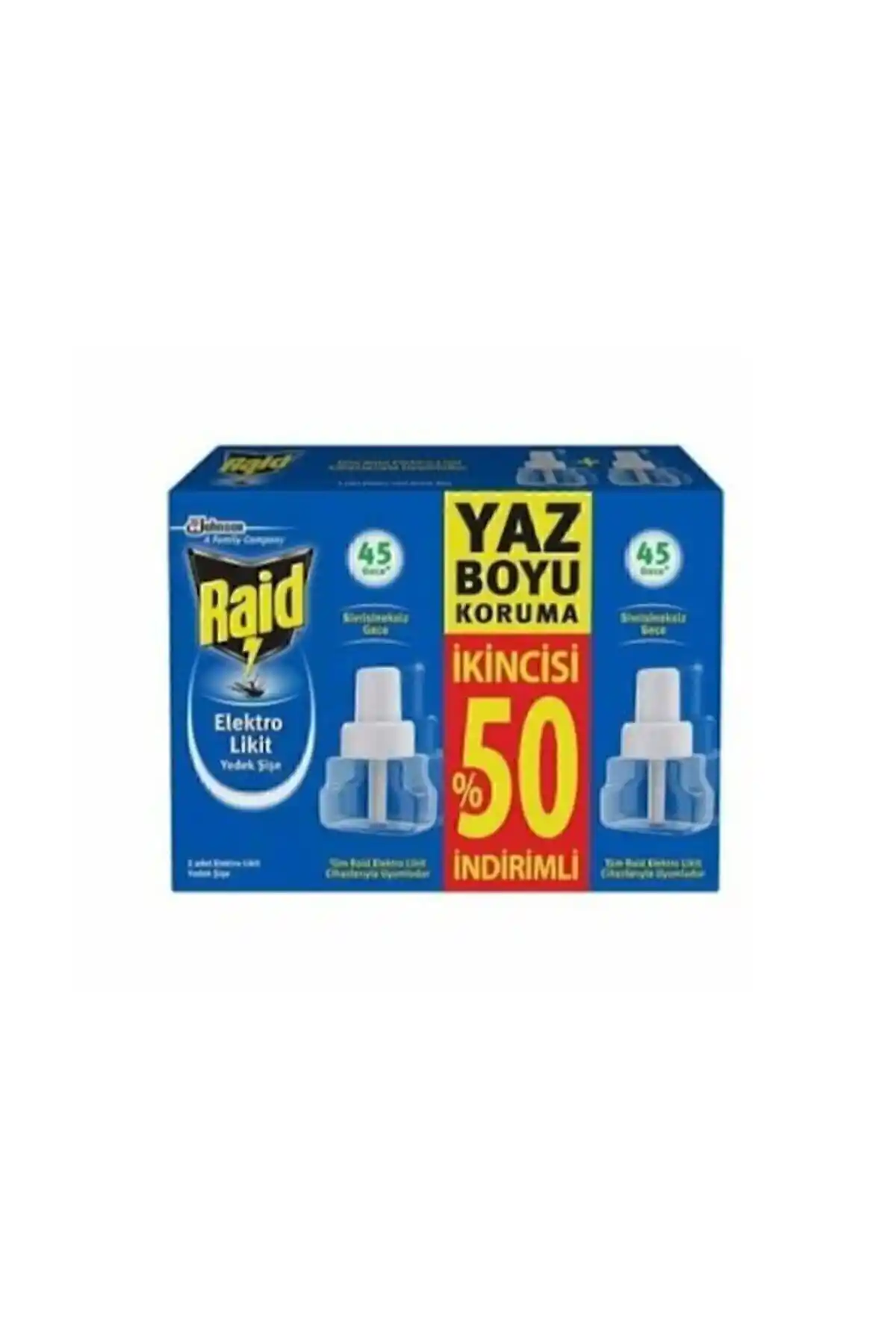 Raid Elektrolikit Likit Sinek Kovucu Yedek 2'li 45+45 Gece ile Sivrisineklerle Etkili Mücadele