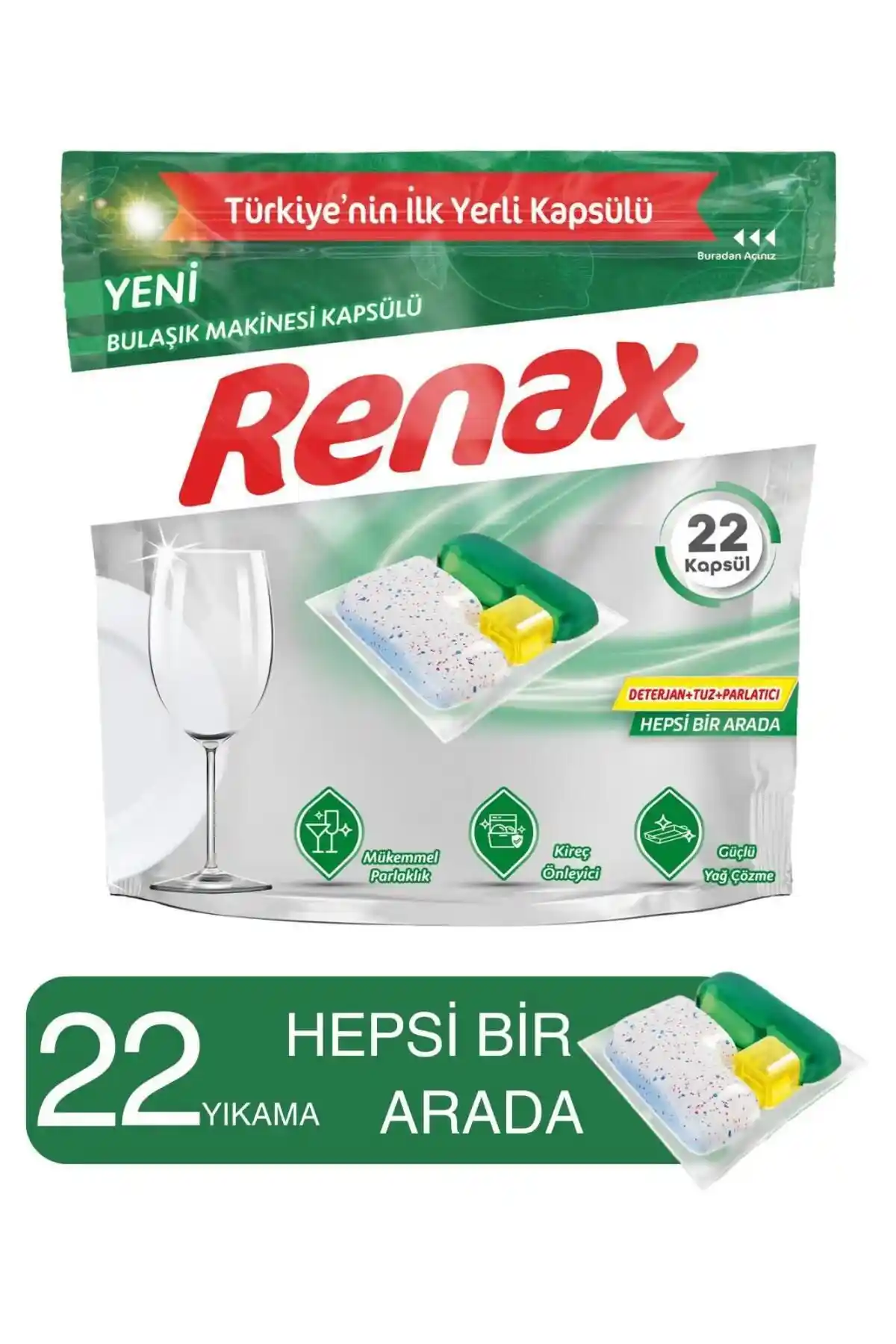 RENAX Bulaşık Makine Kapsülü 22'li Doğa Dostu Temizlik Çözümü