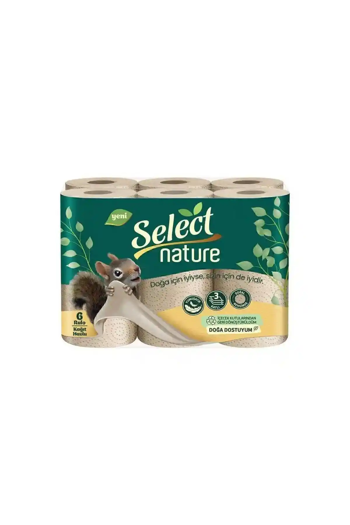 Select Nature Organik 3 Katlı Kahverengi Kağıt Havlu Doğal ve Çevre Dostu Temizlik Ürünü