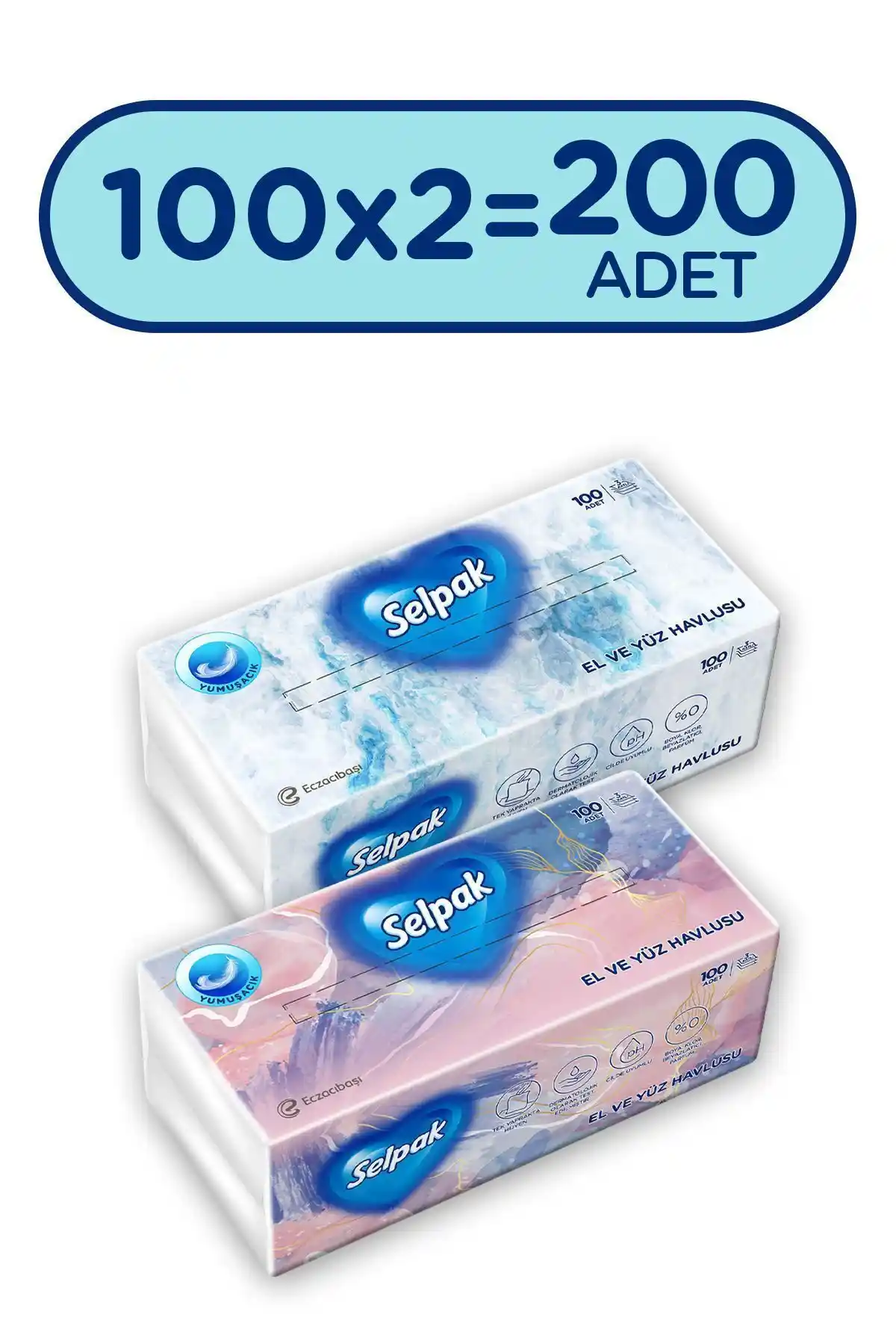 Selpak El ve Yüz Havlusu 2'li Paket, Yüksek Kalite ve Hijyen İçin Uygun Bir Temizlik Çözümü