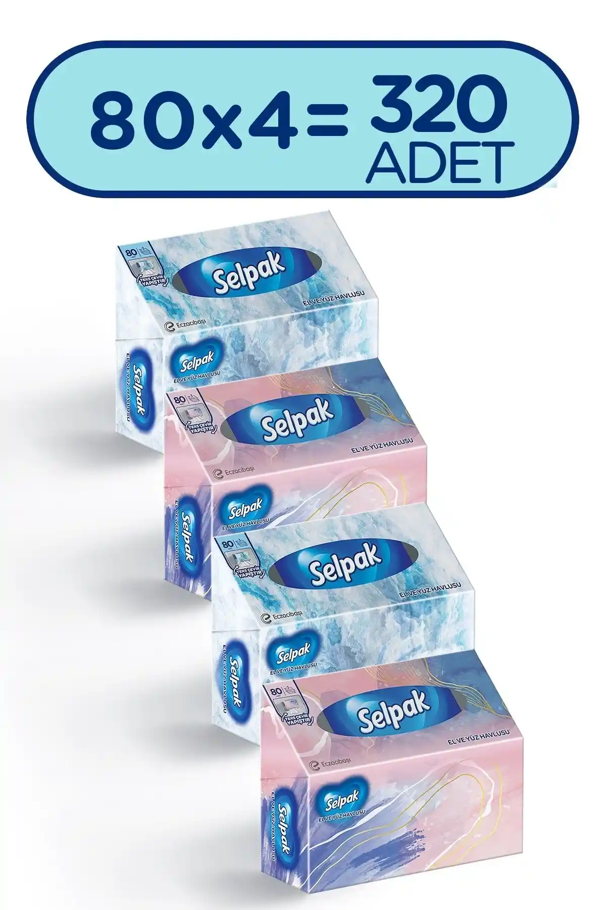 Selpak El ve Yüz Havlusu 4'lü 320 Yaprak Kutulu Hijyen ve Kullanım Kolaylığı