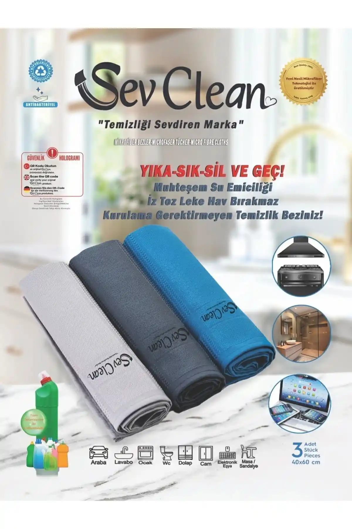 SevClean Mikrofiber Temizlik Bezi: Yüksek Performanslı ve Dayanıklı Temizlik Çözümü