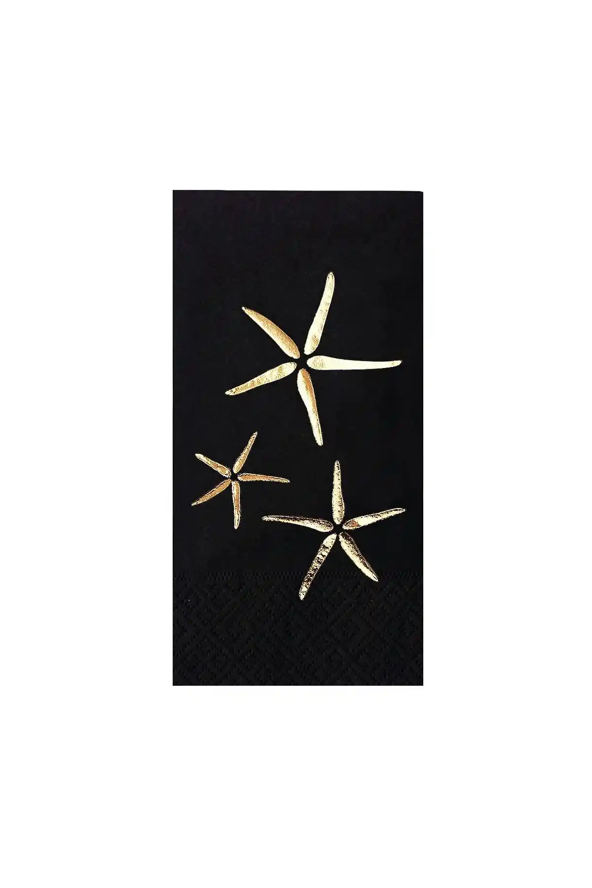 Şık ve Zarif Deniz Temalı Dekoratif Peçeteler 33x33 Cm Altın Varak Detaylı Siyah