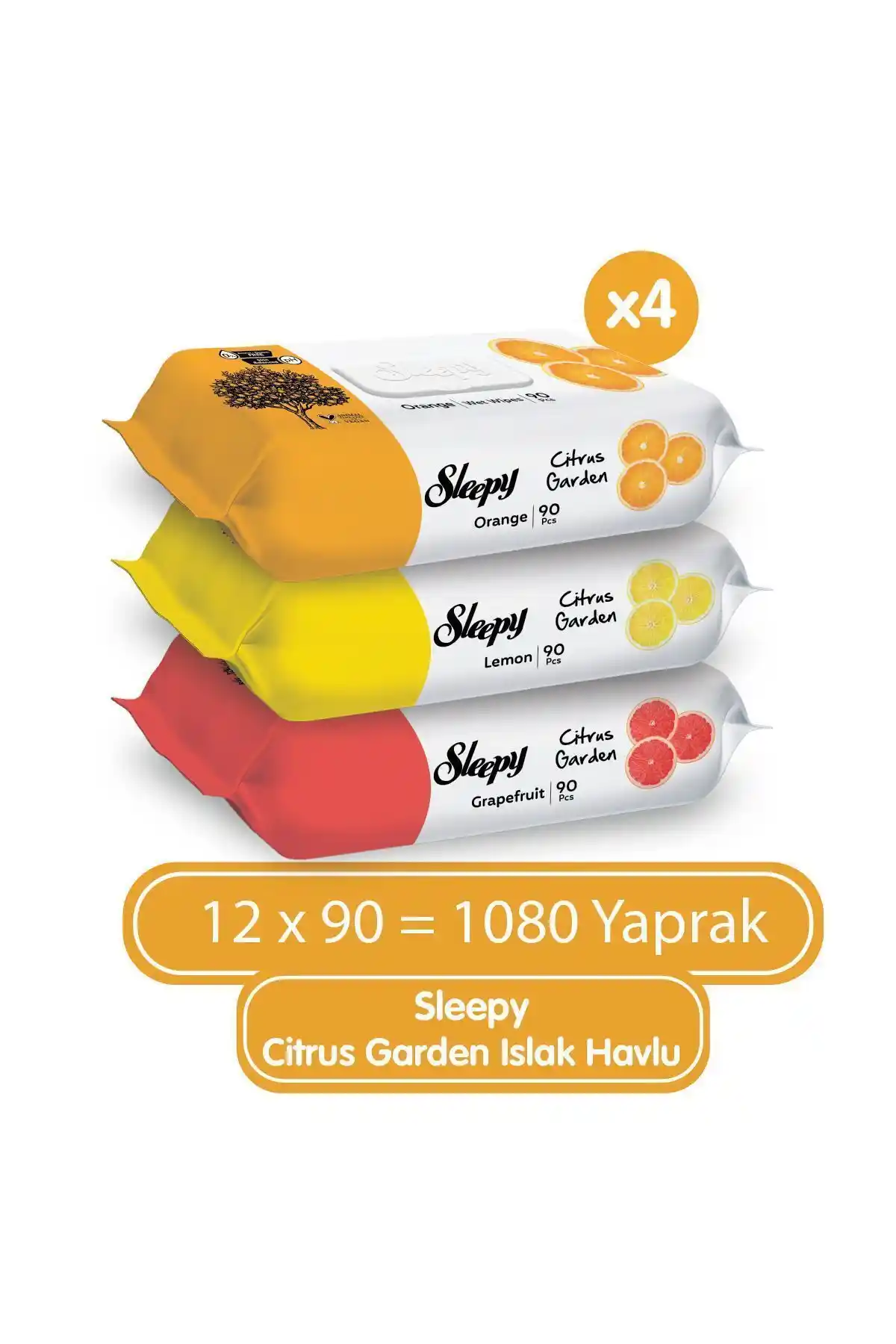 Sleepy Citrus Garden 12'li 1080 adet ıslak bebek havlusu ile hijyen ve ferahlık sağlayın